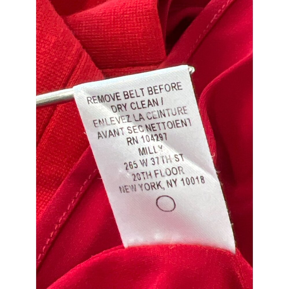 Milly Short Puff Sleeve Sheath Dress Size Medium Red Viscose Blend Career Office - Picture 6 of 7